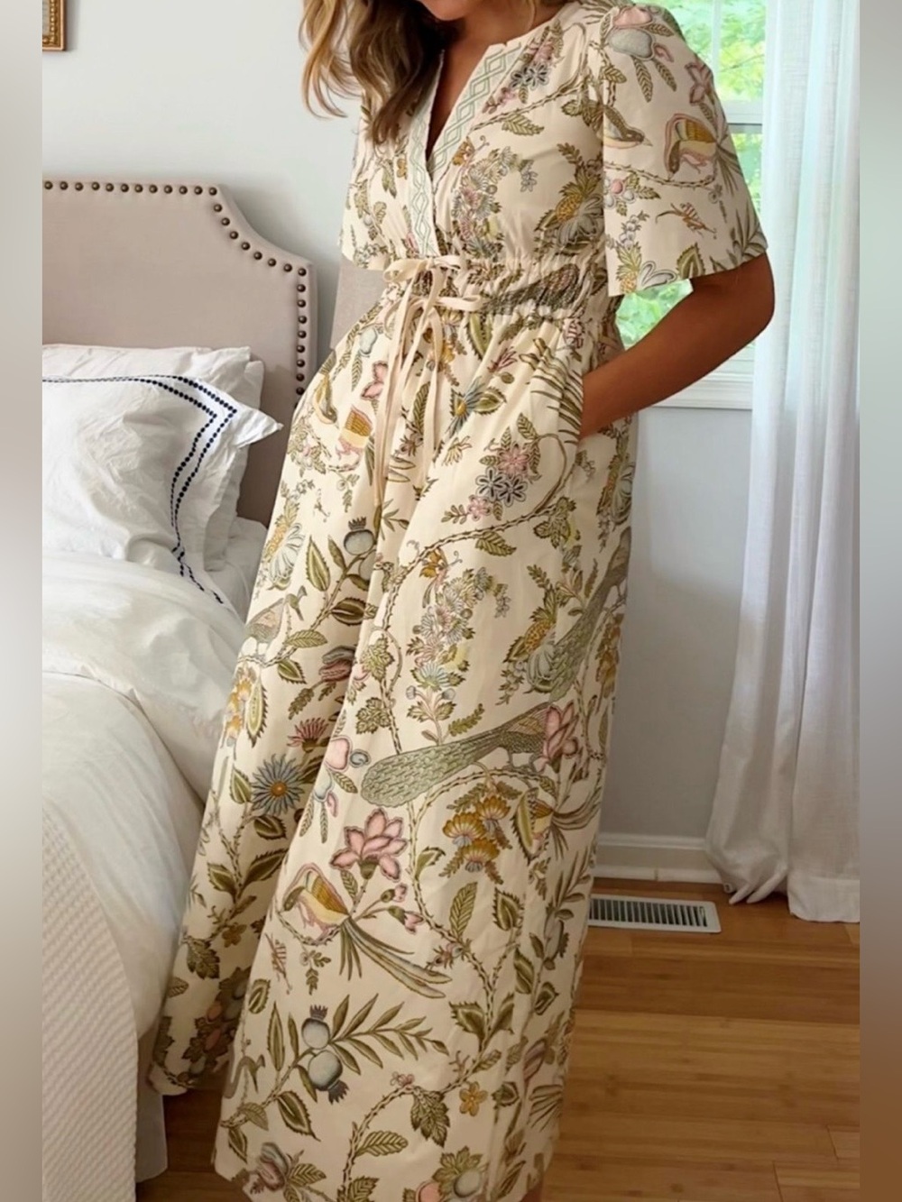 Spartina 449 Meghan Midi Dress Sugar Mill Peacock Cream